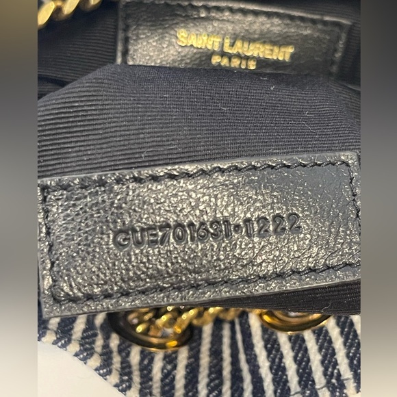 Saint Laurent YSL Monogram Striped Denim Joe Crossbody Chain Bucket Bag - Picture 7 of 8